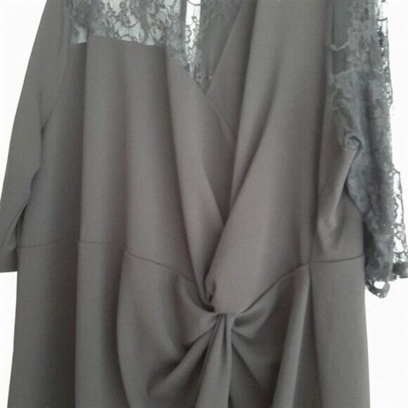 ASOS Asymmetric Maxi Dress Lace Panels Black Sz 22 - Picture 7 of 15